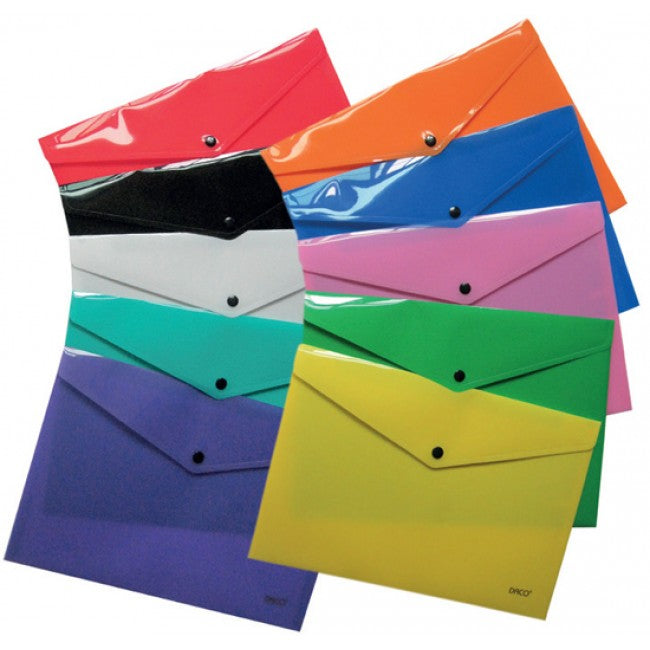 A4 Daco Button Folder - Various Colours