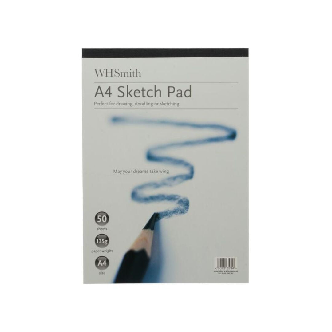 A4 WHSmith White Sketch Pad 50 Sheets 135g