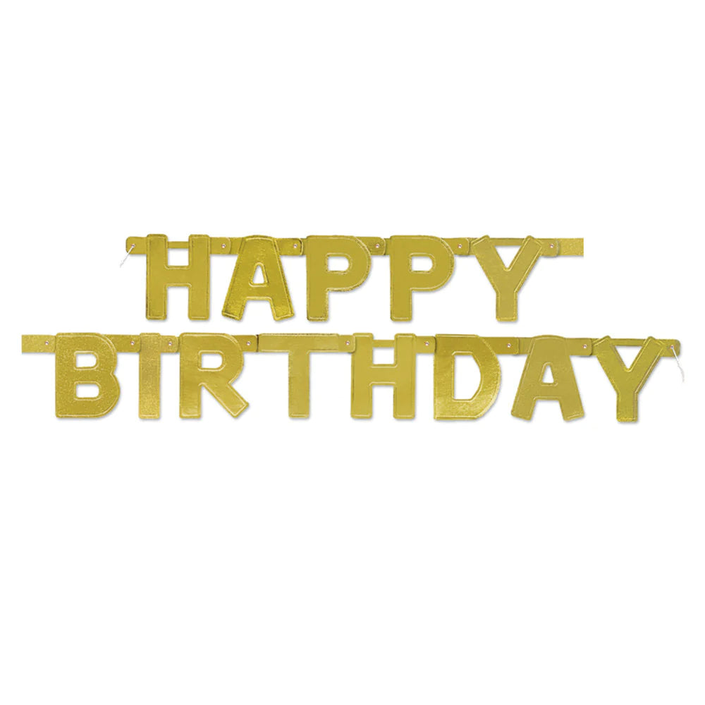 Unique 4ft Party Banner - Happy Birthday, Gold