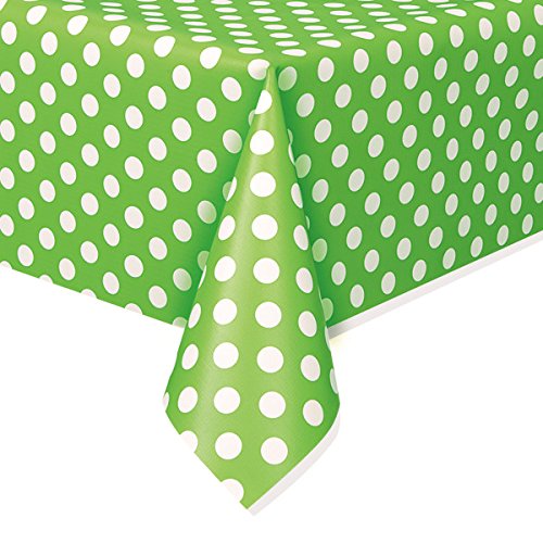 Unique Plastic Table Cover (1.37 x 2.13cm)?- White Dots on Green