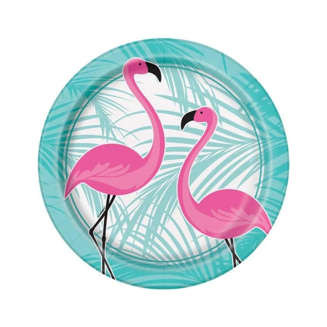 21.9cm Paper Plates x8pcs - Flamingos