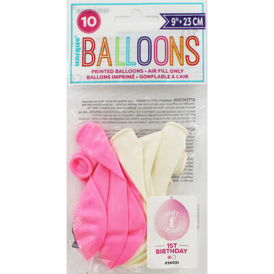 Unique 9" Latex Balloons x10pcs ? 1st Birthday