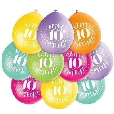 Unique 9" Latex Balloons x10pcs ? 10th Birthday