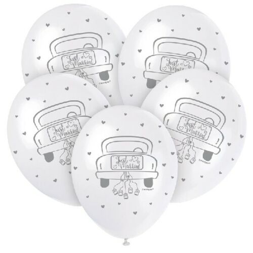 Unique 12'' Latex Balloons x5pcs -  Just Married