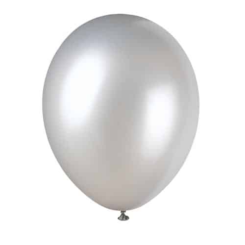 Unique Helium Latex Balloons 30.4cm A Pack Of 8pcs - Shimmering Silver