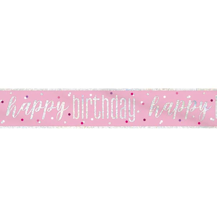 Unique Foil Banner - Happy Birthday, Pink