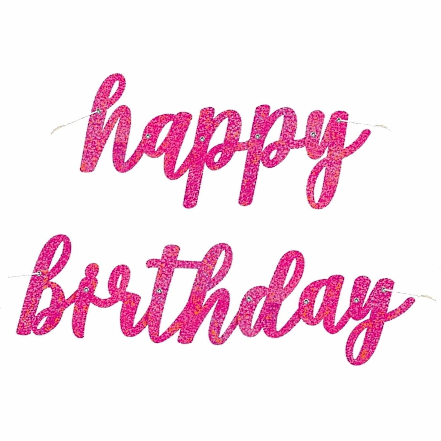 Unique 2.75ft Party Banner - Happy Birthday, Pink Metallic