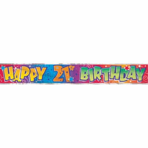 Unique Foil Banner 3.65m - Happy 21st Birthday
