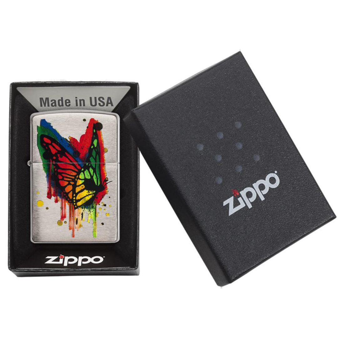 Zippo Butterfly Brushed Chrome