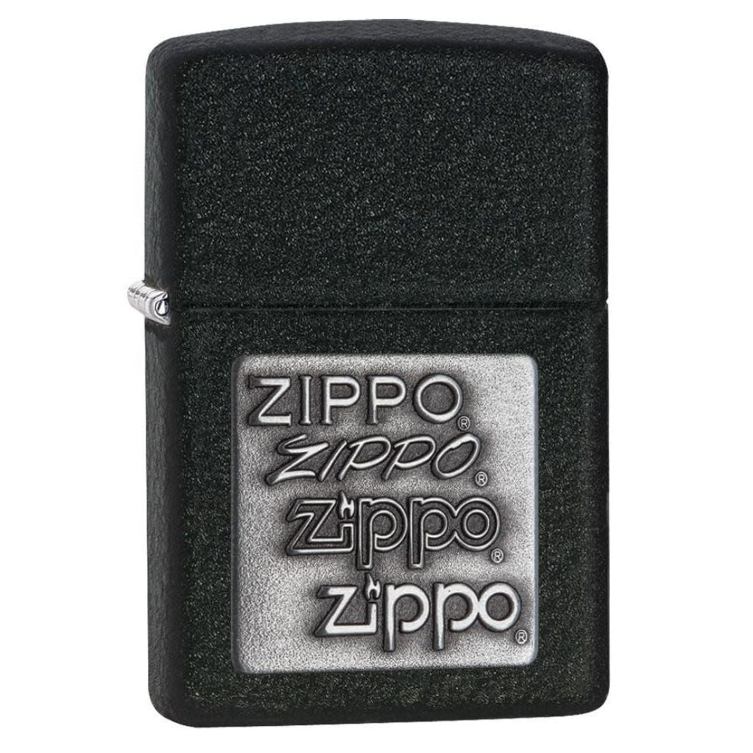 Zippo Black Crackle Silver Zippo Logo