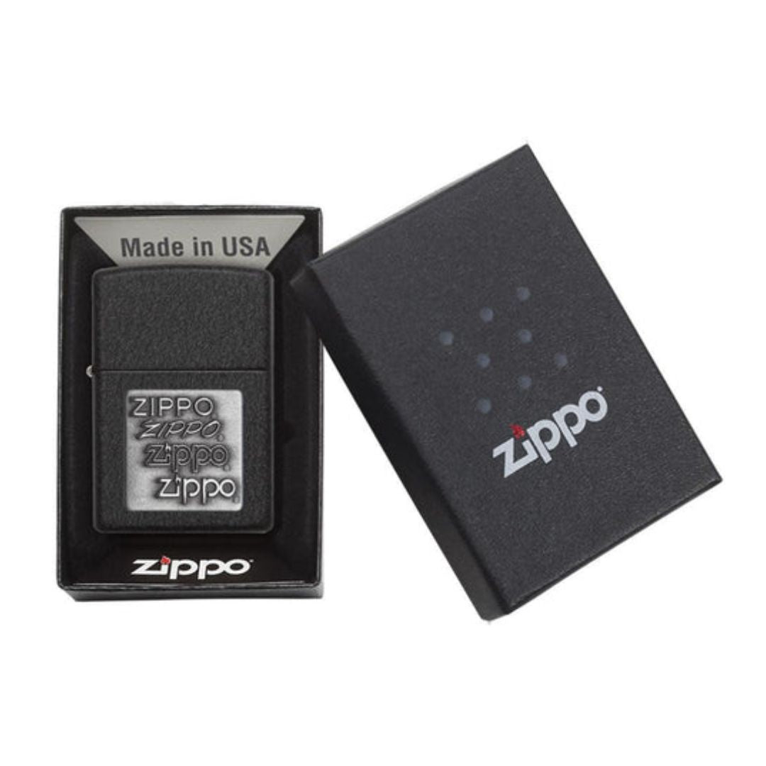 Zippo Black Crackle Silver Zippo Logo