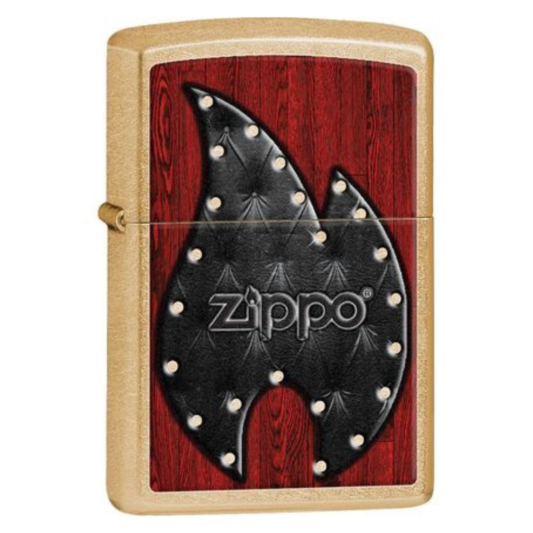 Zippo Leather Flame Gold Dust Classic