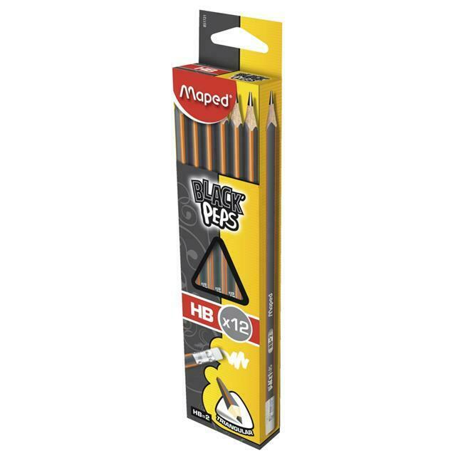 Maped Black Peps - Box of 12 (with eraser)