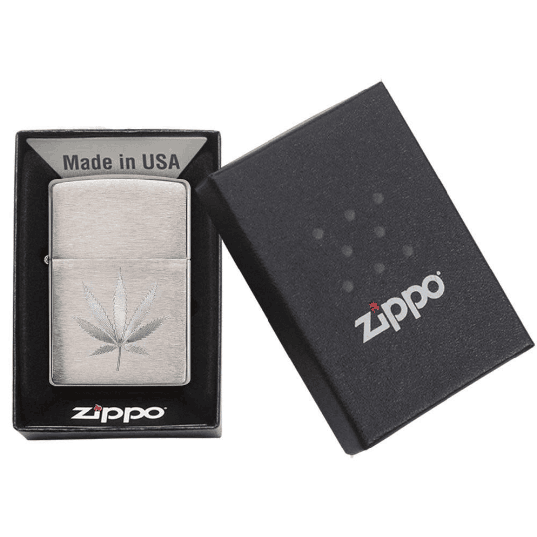 Zippo - Chrome Marijuana Leaf Design