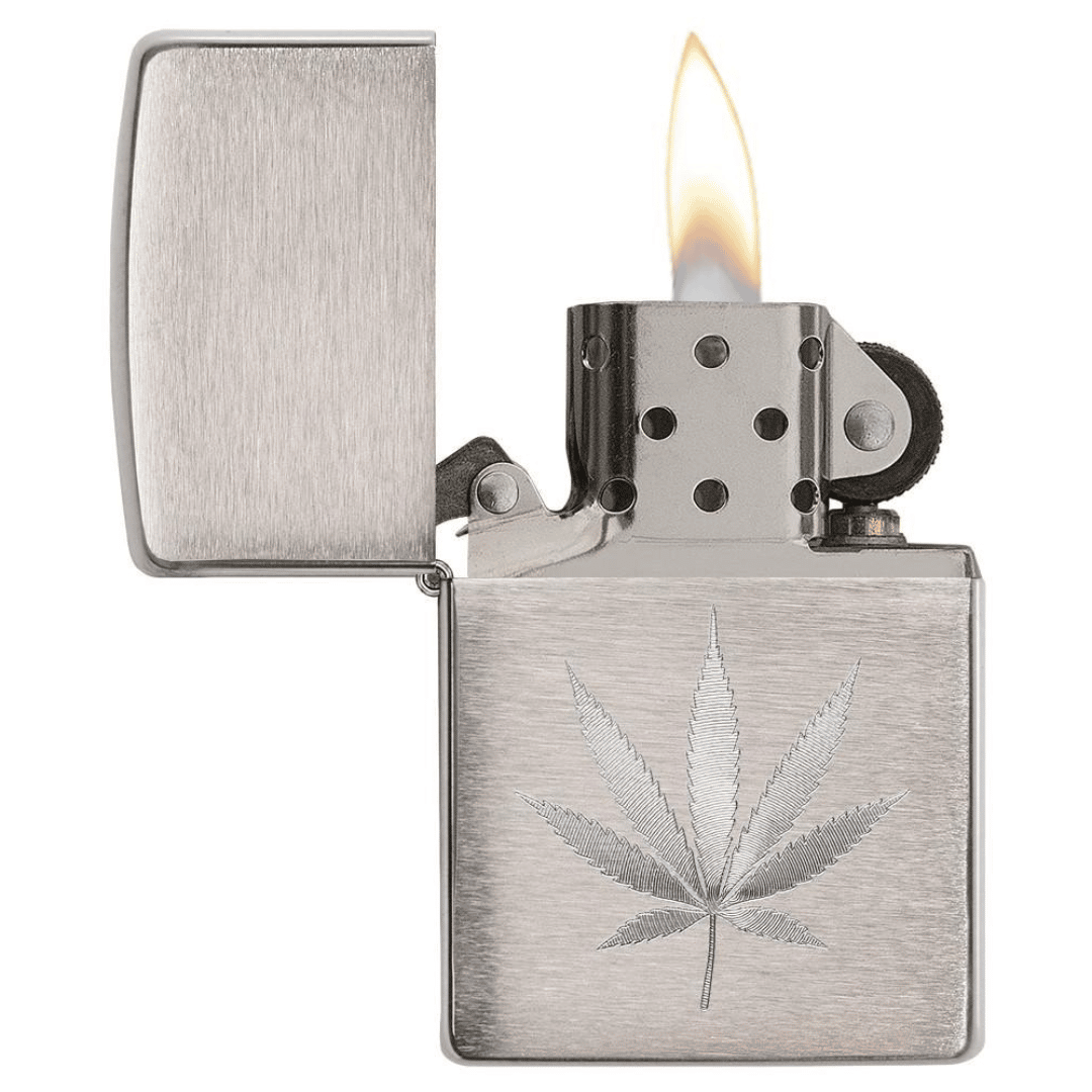 Zippo - Chrome Marijuana Leaf Design