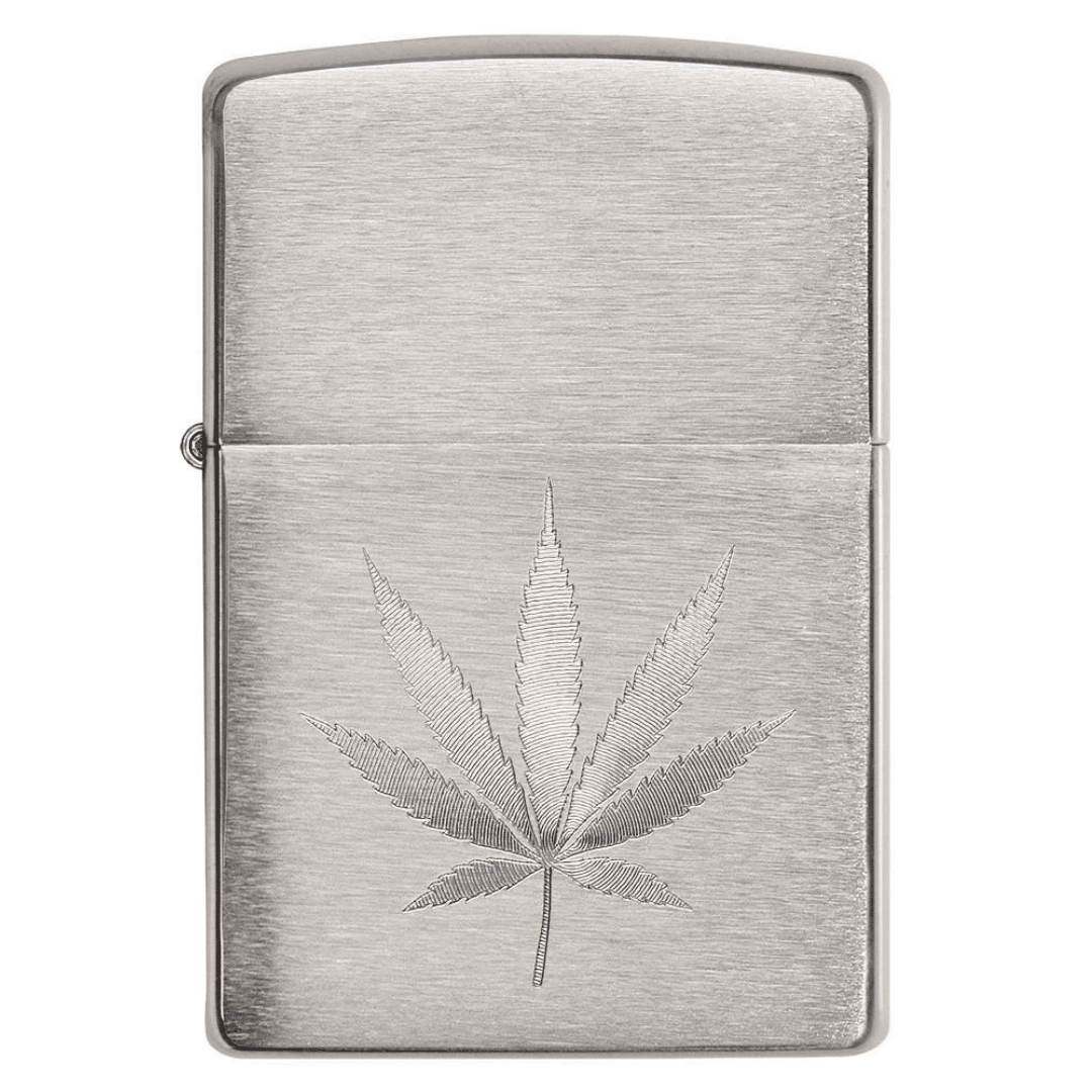 Zippo - Chrome Marijuana Leaf Design