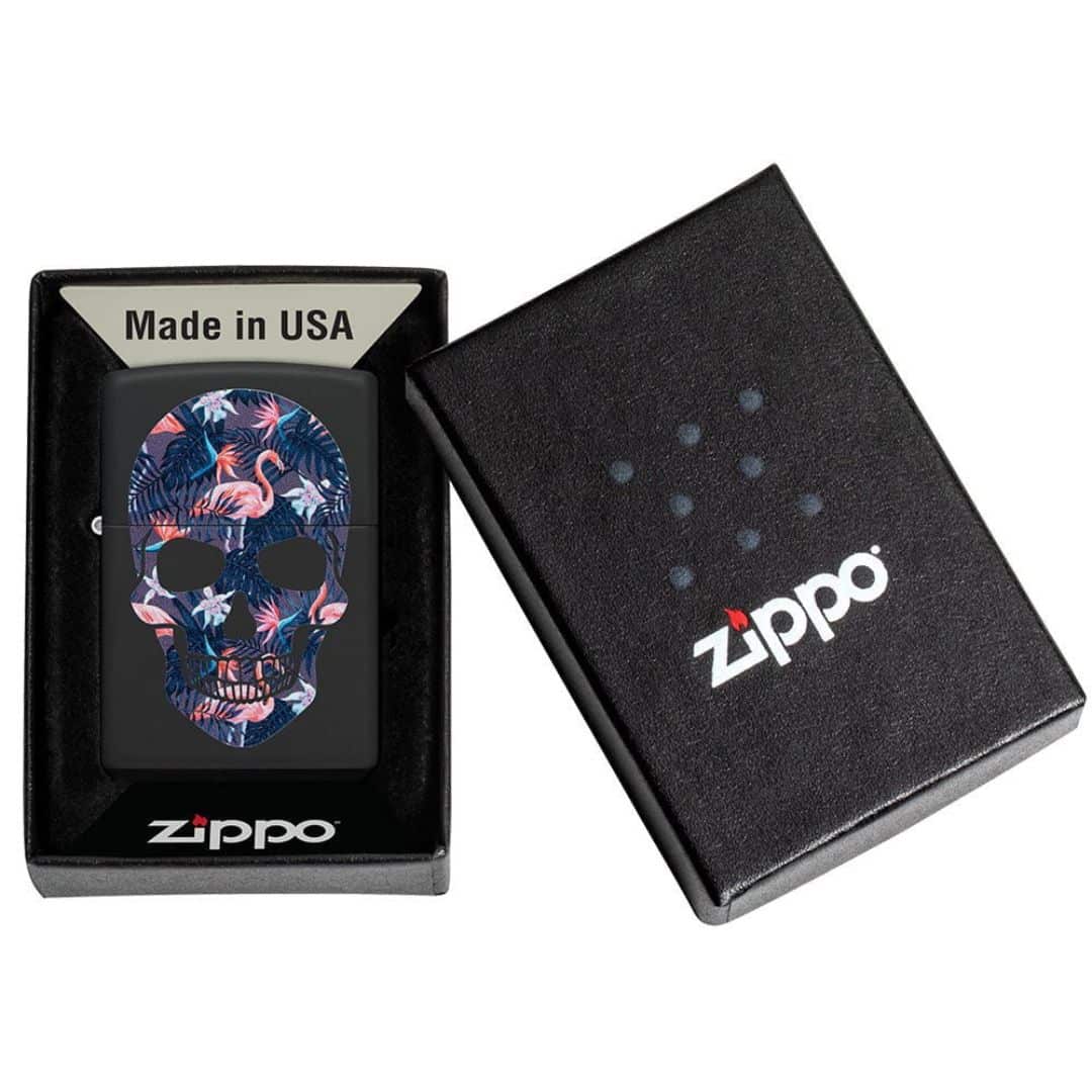 Zippo - Flamingo Skull Design