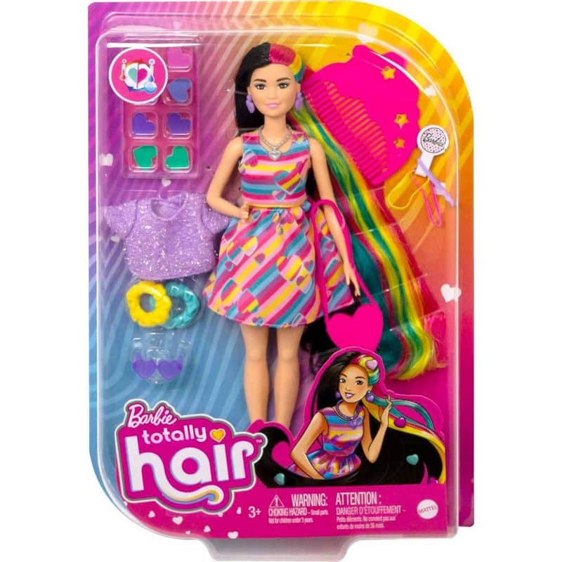 Barbie Totally Hair Flower-Themed Doll, Curvy, 8.5 Inch Fantasy Hair,