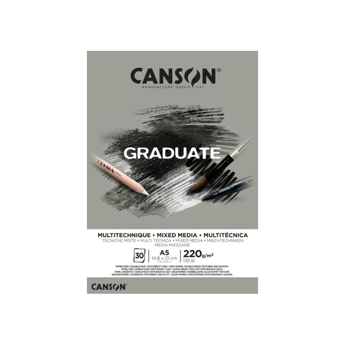 A5 Canson Graduate Mixed Media - Gray Paper 220g