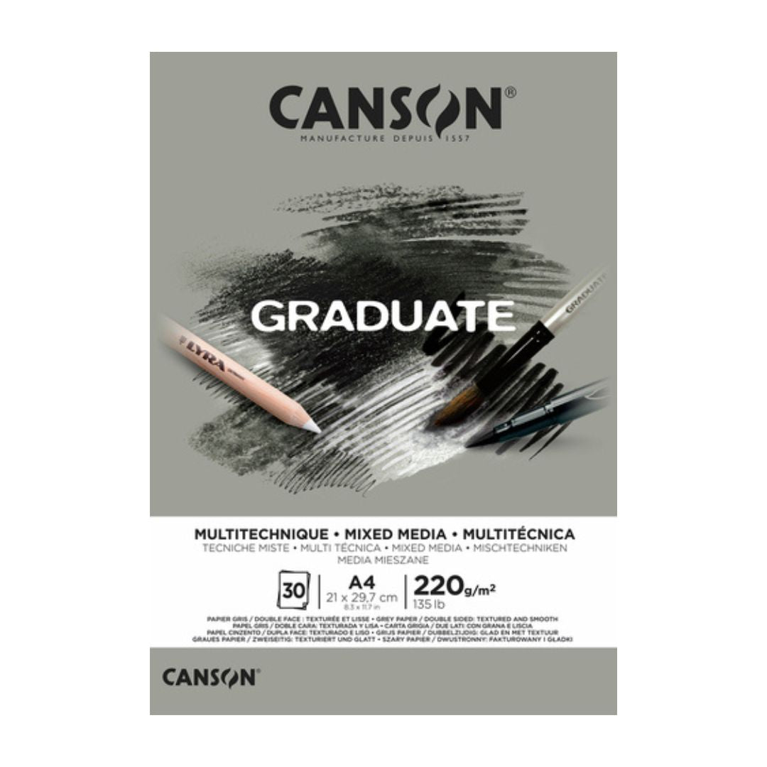 A4 Canson Graduate Mixed Media - Gray Paper 220g