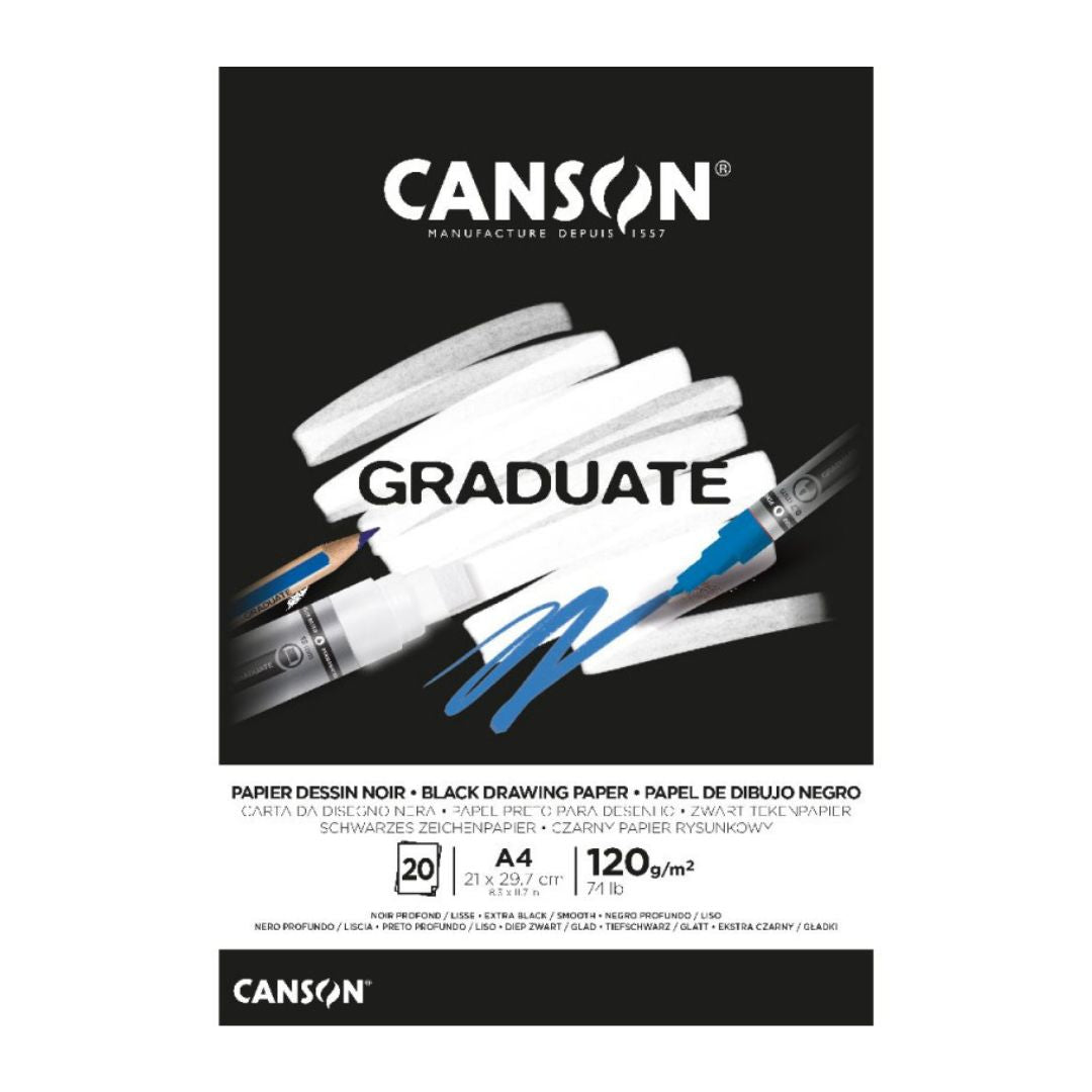 A4 Canson Graduate Black Drawing Paper 120g