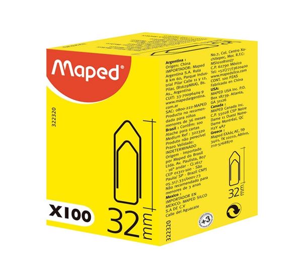 Maped Paper Clips 32mm x100 - steel
