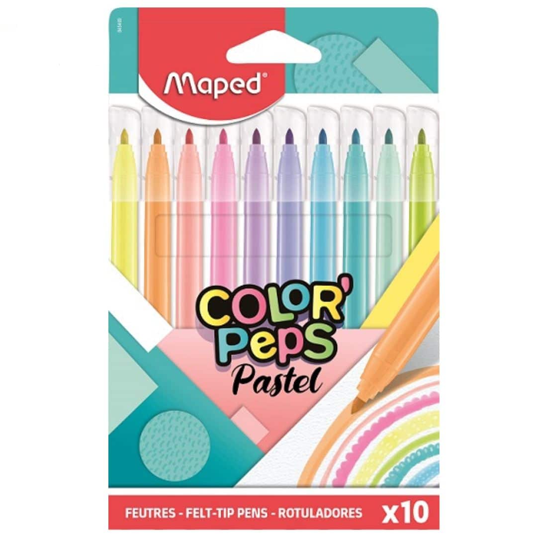 Maped Pastel Felt-Tip Markers (x10 pcs)