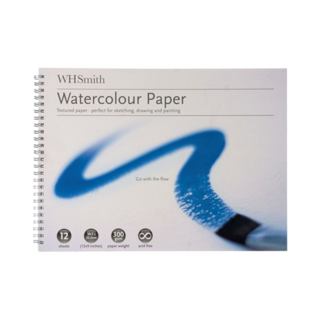 WHSmith 30.5 x22.5cm Watercolour Paper Pad 300g 12 Sheets