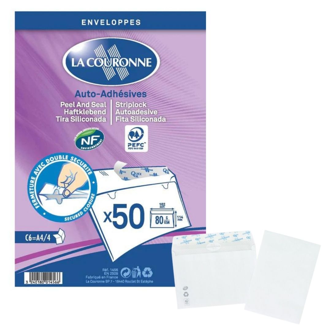 C6 La Couronne 50 White Envelopes 80g