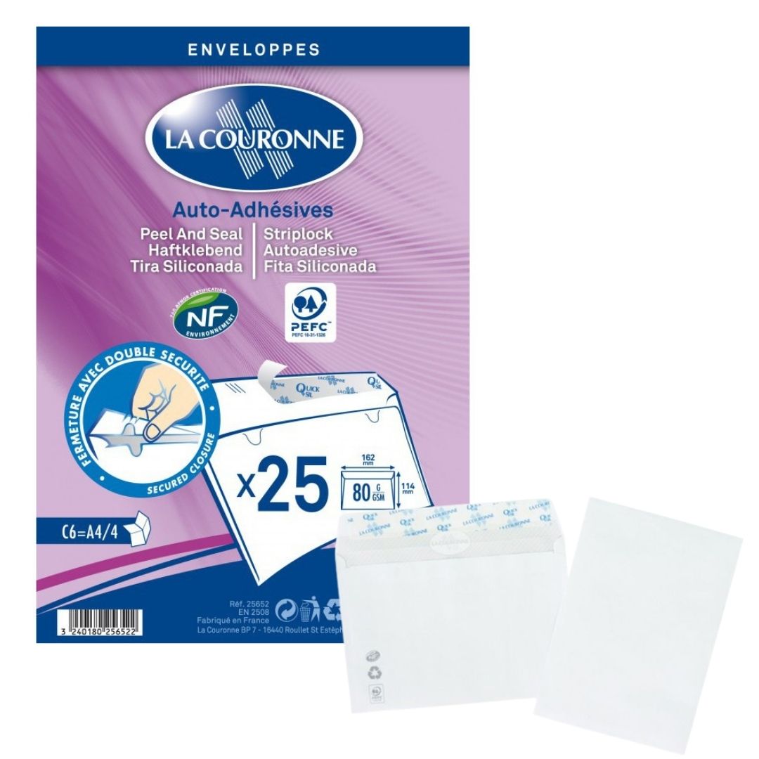 C5 La Couronne 25 White Envelopes 80g