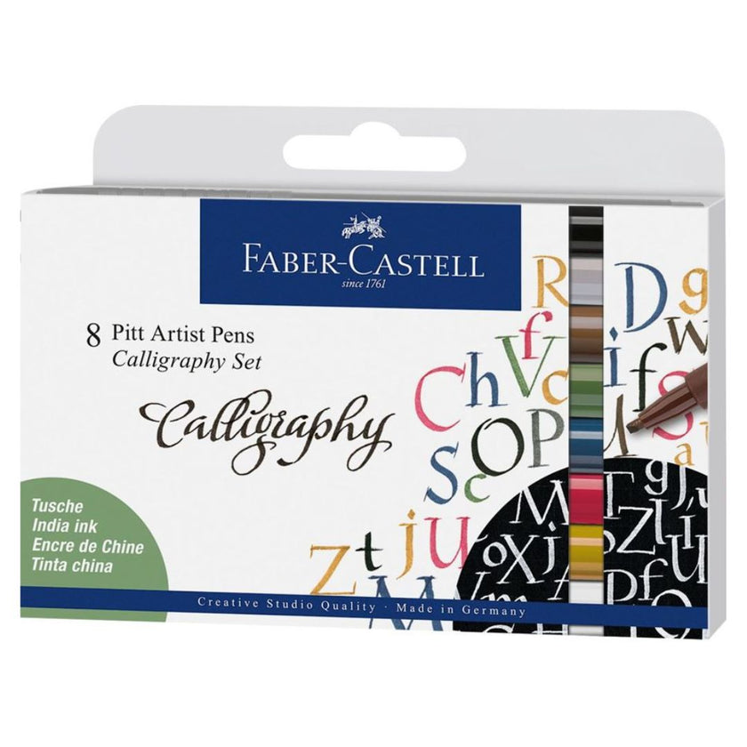 Faber-Castell Pitt Artist Pen Calligraphy India ink pen Wallet of 8