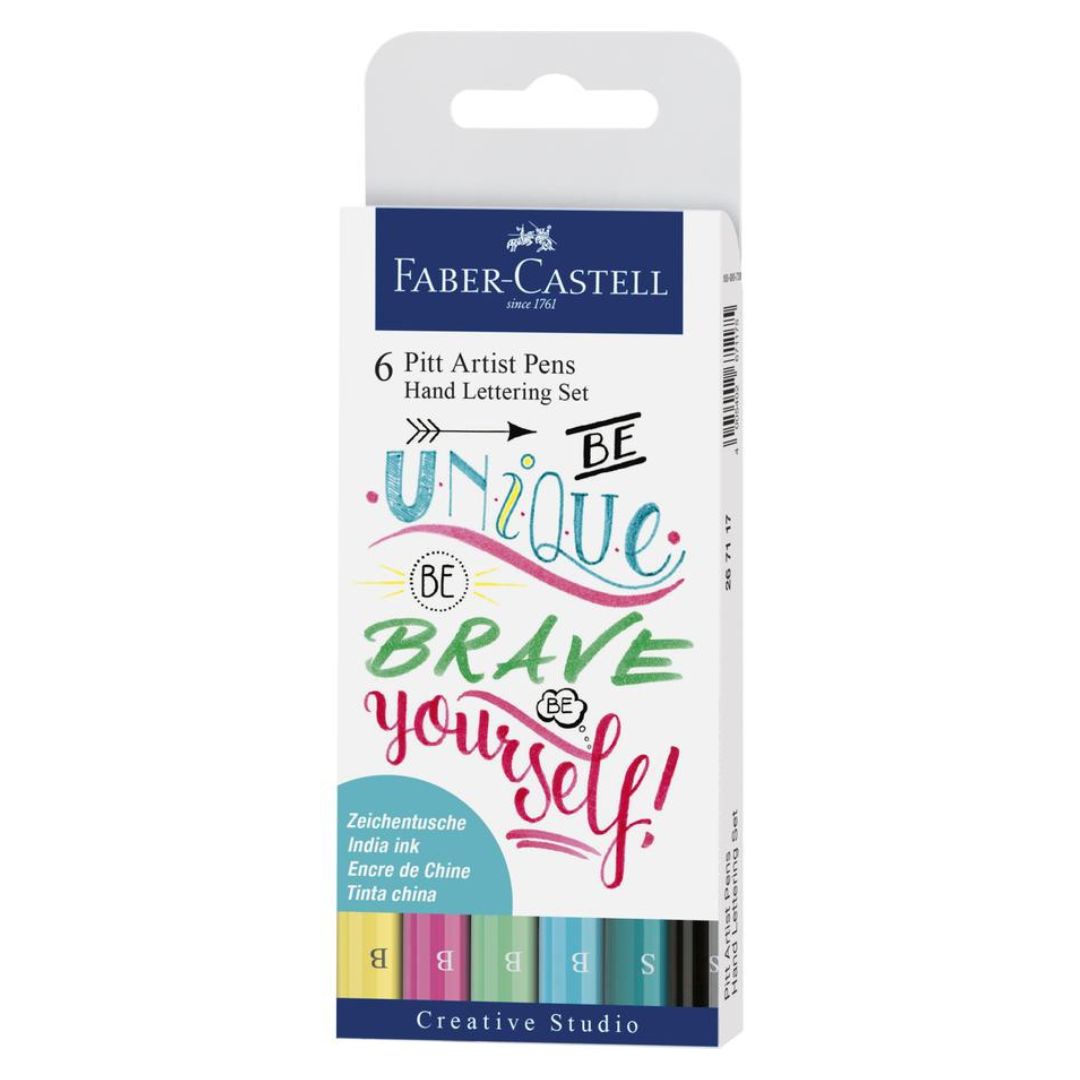 Faber-Castell Pitt Artist Pens Hand Lettering India Ink Set of 6