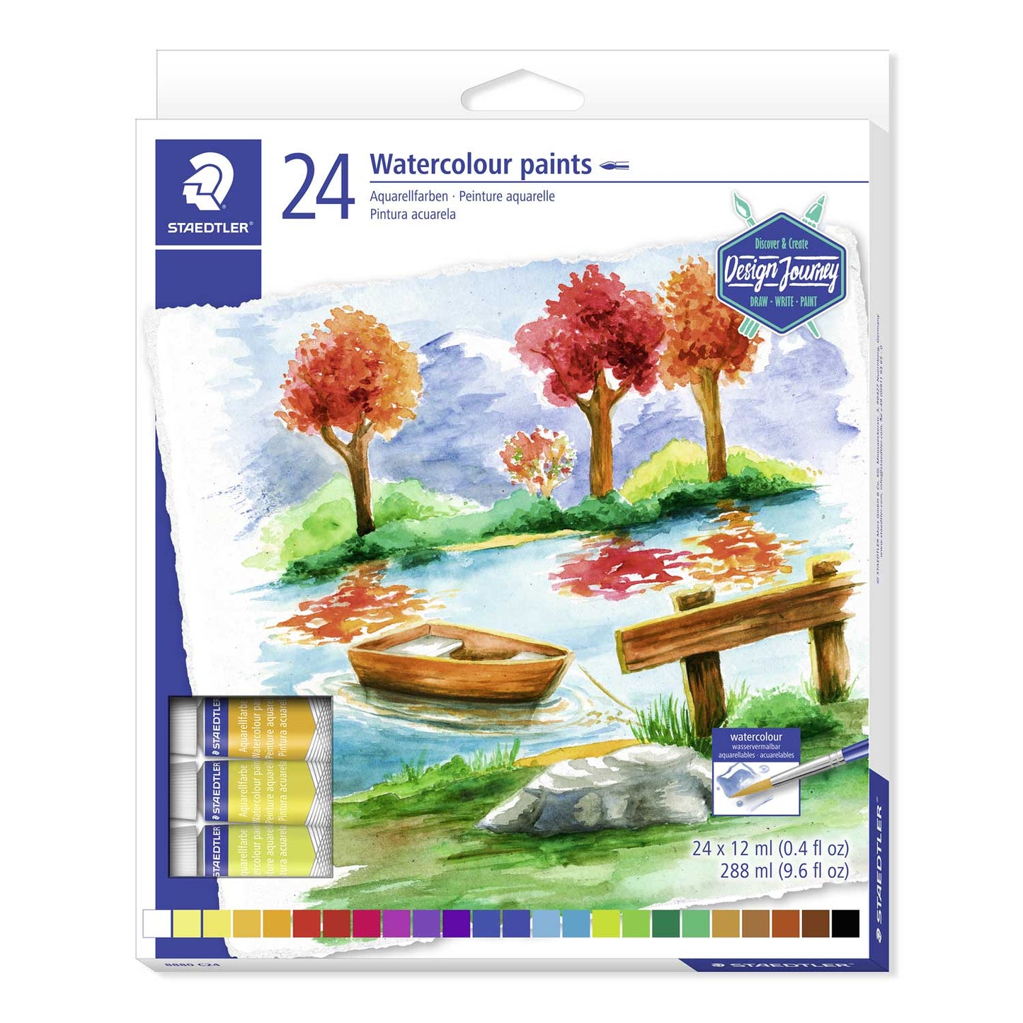 Staedtler Design Journey Watercolour Paints Pack Of 24 12ml