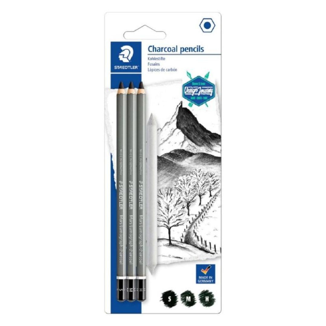 STAEDTLER Lumograph Charcoal Pencil - Assorted Grades (Pack of 3)