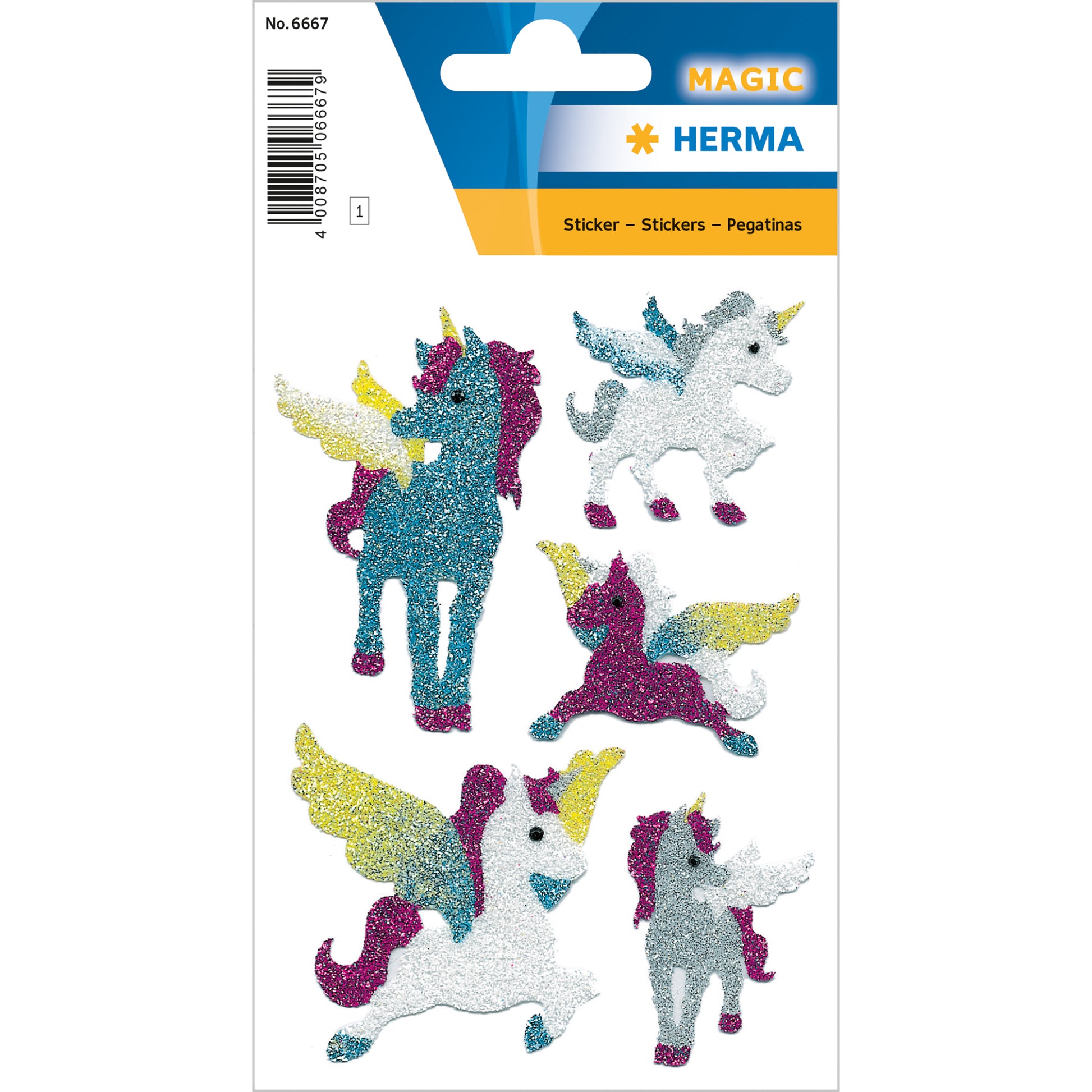 Herma Unicorns Stickers, Diamond Glittery x 5pcs