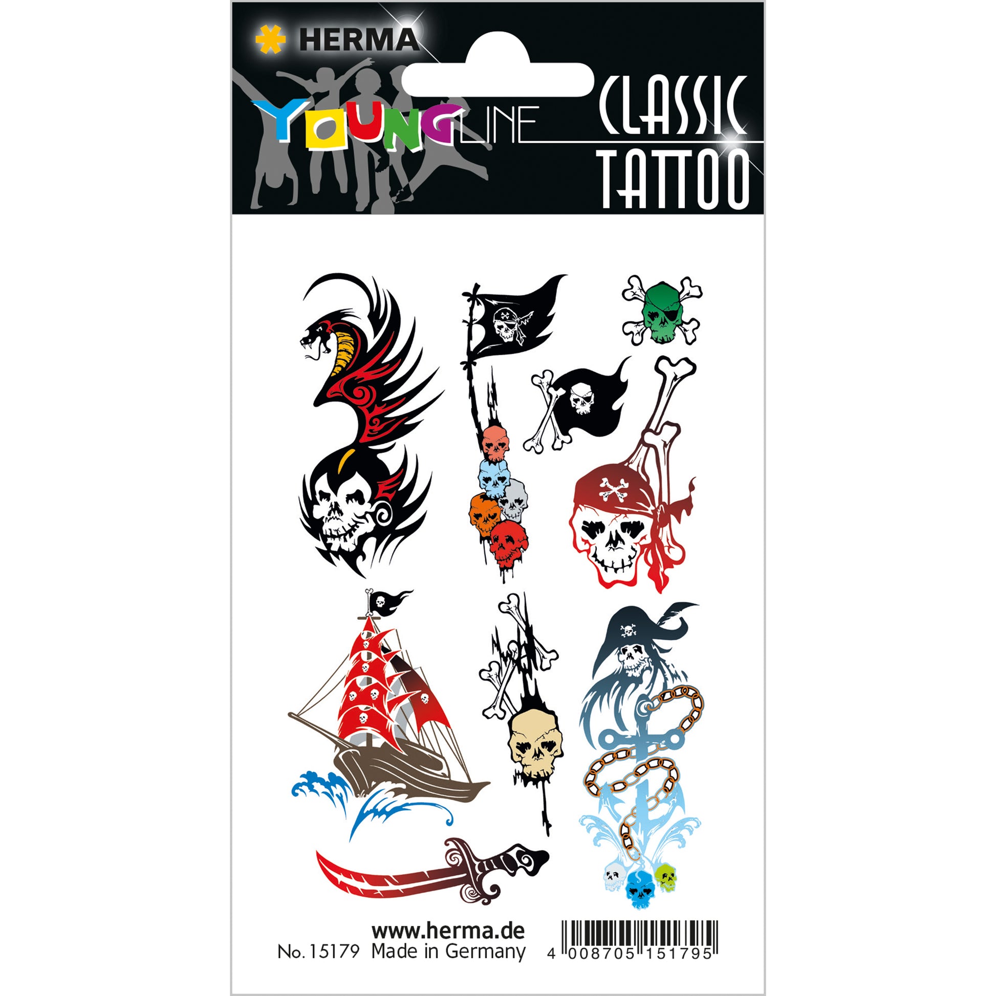 Herma Classic Tattoo Colour Pirates Stickers x 9pcs