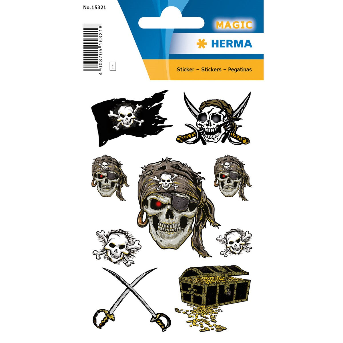 Herma Pirate Stickers, Glittery Foil x 9pcs