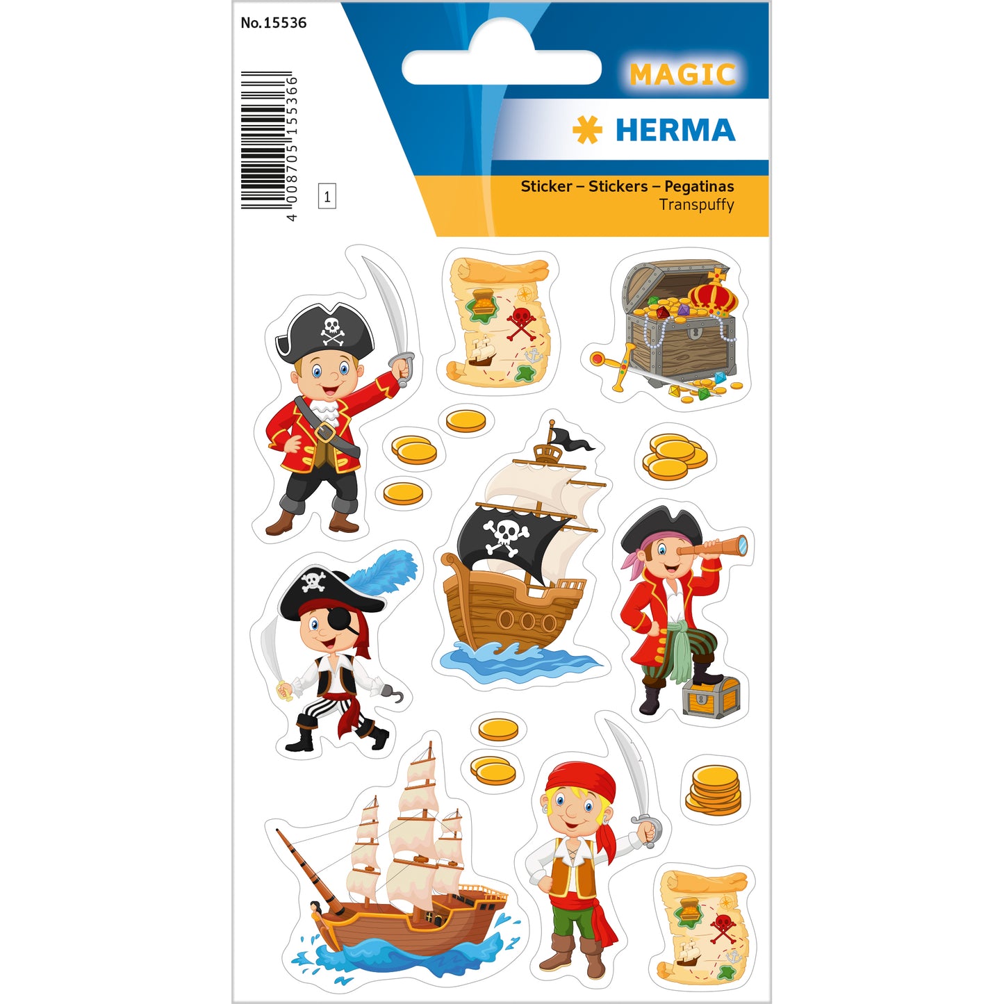 Herma Pirate  Stickers, Transpuffy x 16pcs