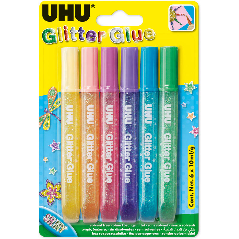 UHU Glitter Glue Tubes 6 x 10ml - Pastel