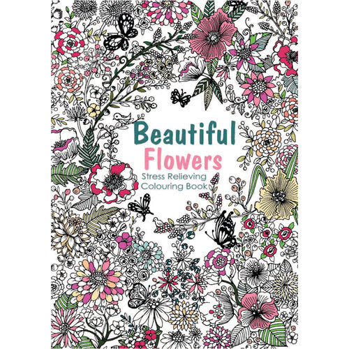 Beautiful Flowers Stress Relieving Colouring Book