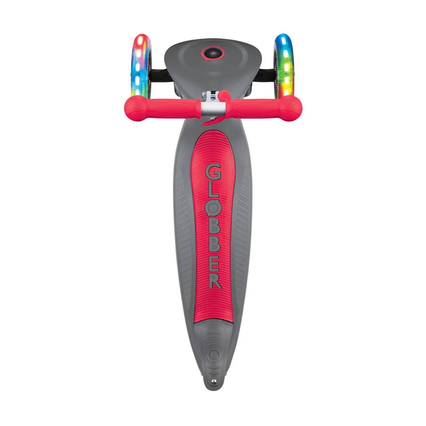 Globber PRIMO Foldable Lights 3 Wheel Scooter - Grey/Red