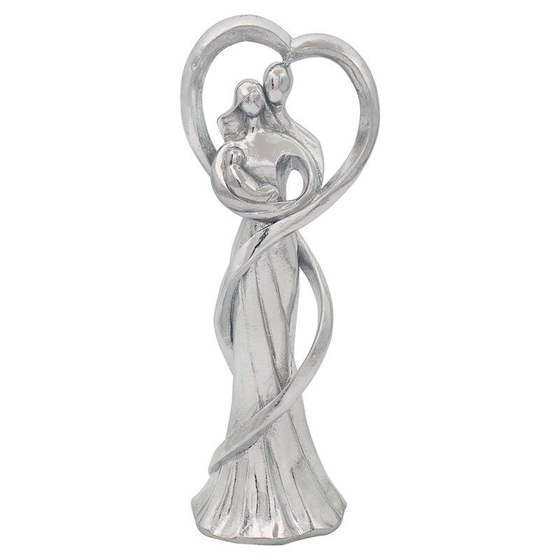 Silver Couple Figurine Sculpture Standing Decoration Ornament Chrome P