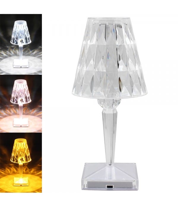 L & P LED Ice Diamond Lamp ? White 26cm