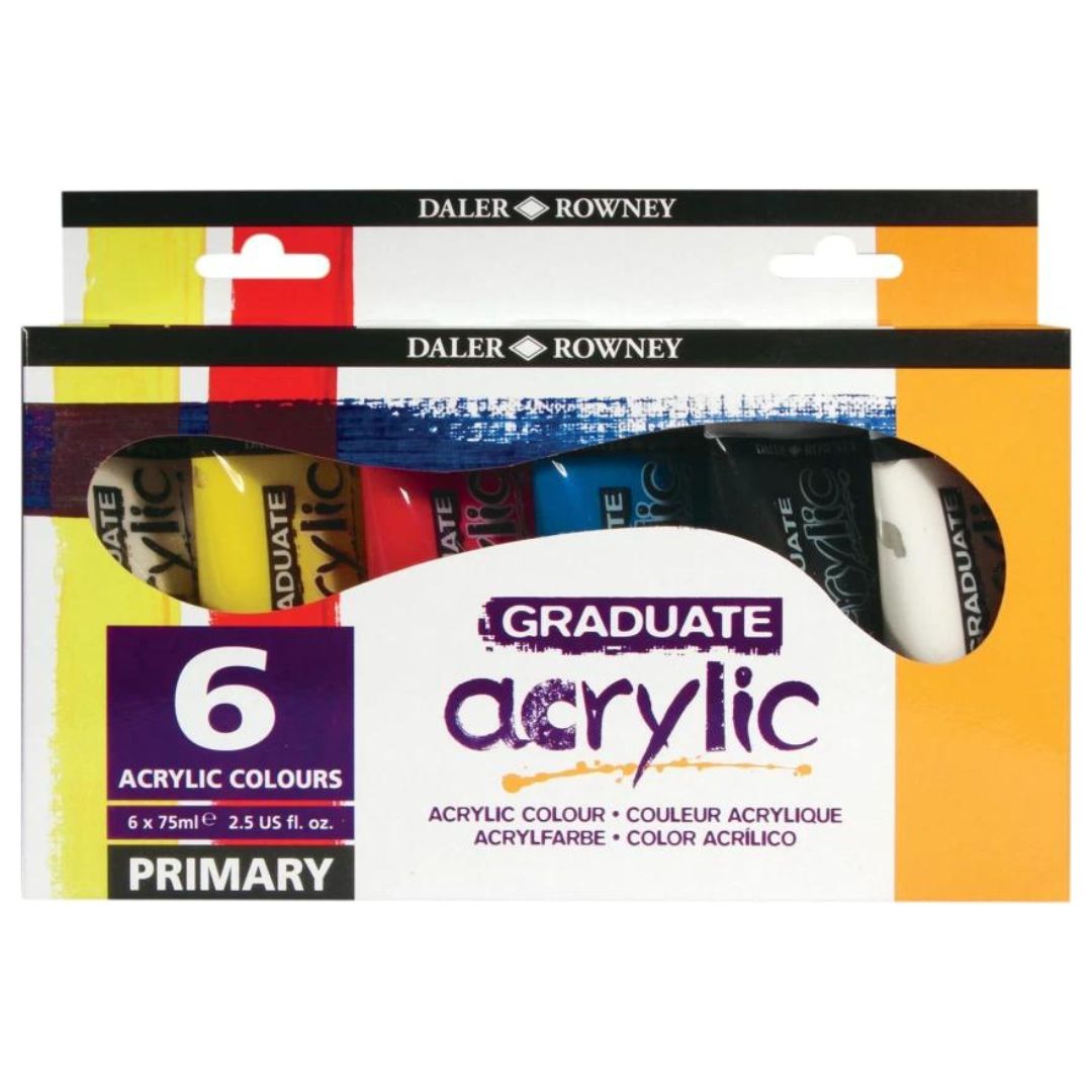 Daler Rowney Primary Set of 6 x75ml Acrylic Paint