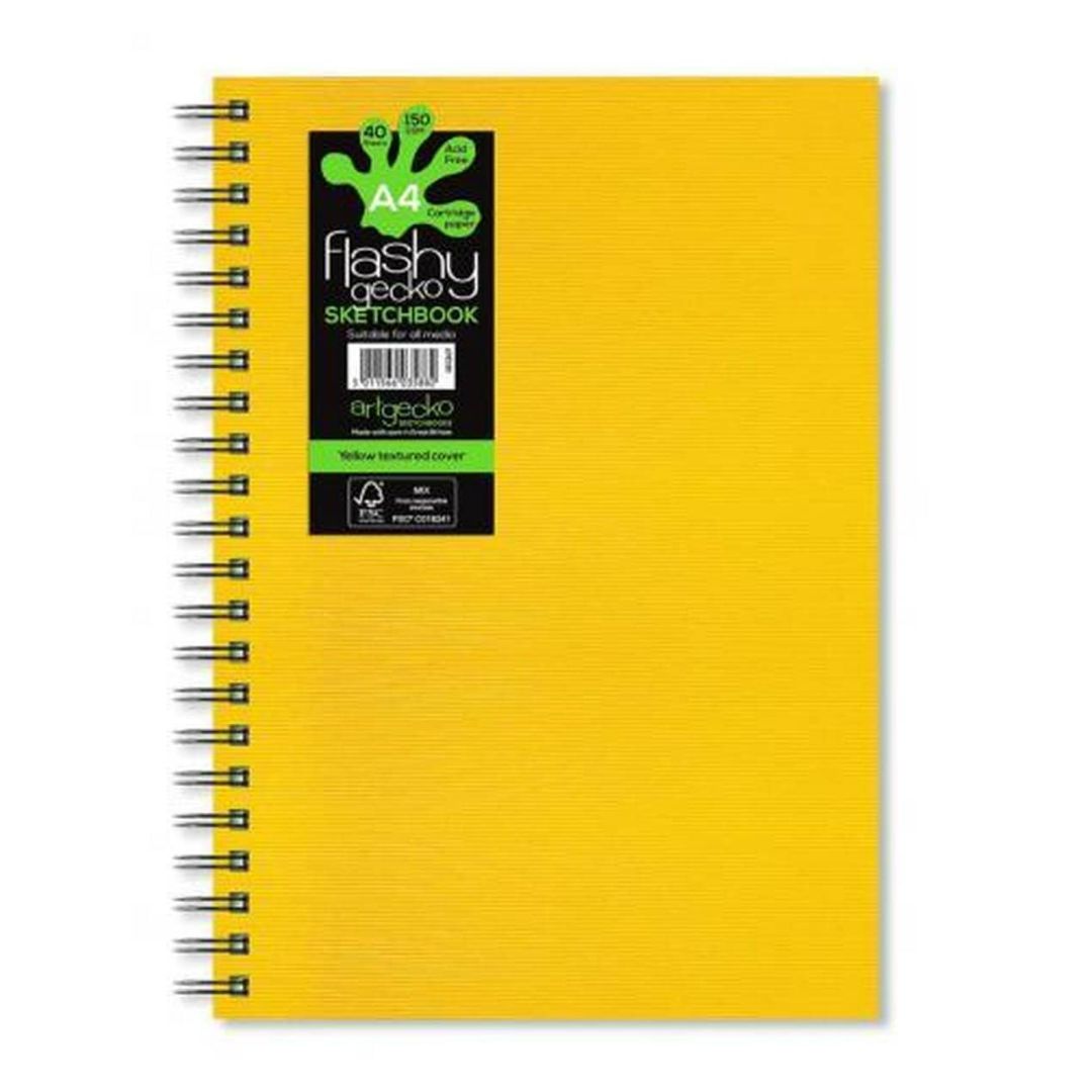 Artgecko A4 Flashy Spiral Sketchbook Portrait 150g White Yellow Cover