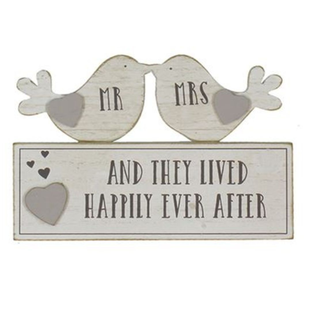 Love Birds "And They Lived Happily Ever After" Standing Plaque