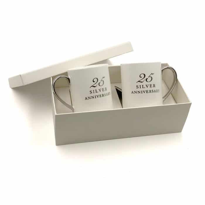 Amore Set Of 2 Mugs In A Gift Box - 25Th Silver Anniversary