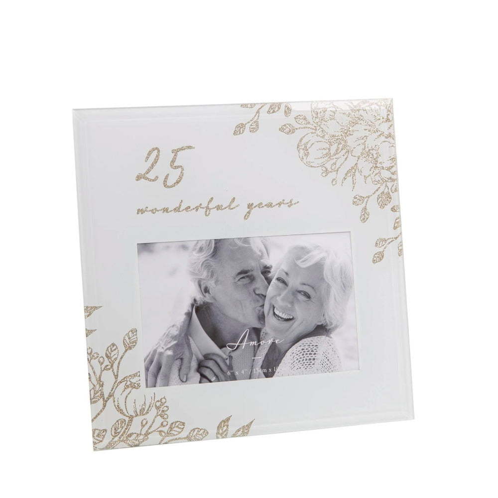 25th Wedding Anniversary Glass Photo Frame (10x15cm photo)