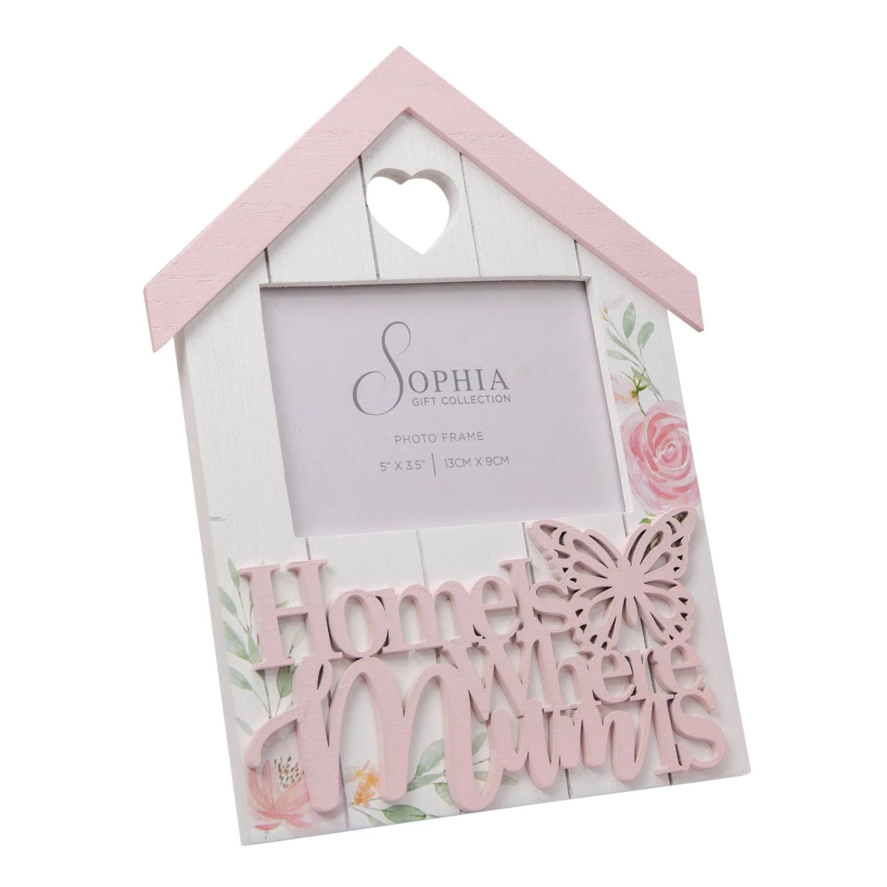 Wooden Pink House Photo Frame - 13 x 9cm (5"x3.5")