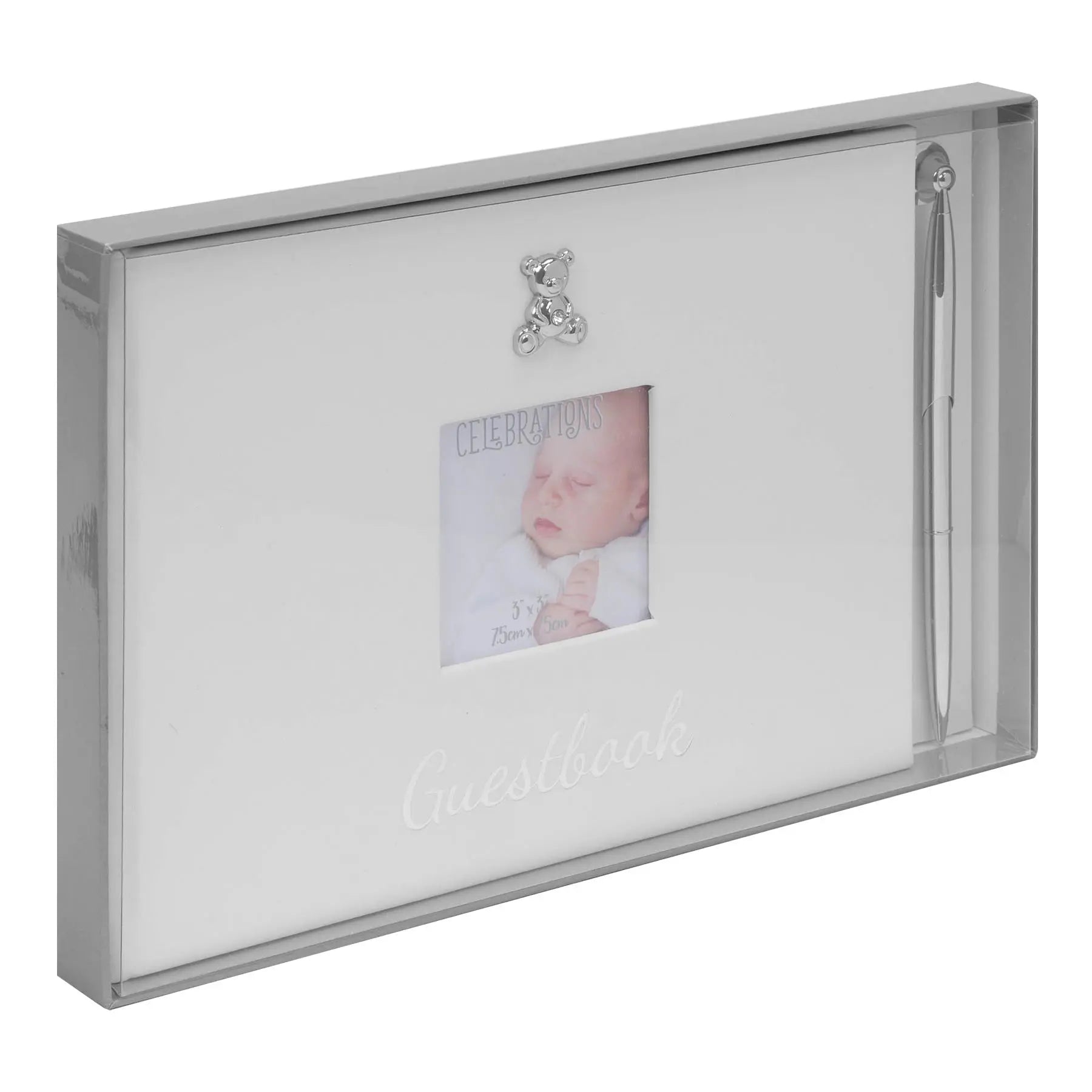 Baby Shower / Christening Guest Book and Pen Set - White